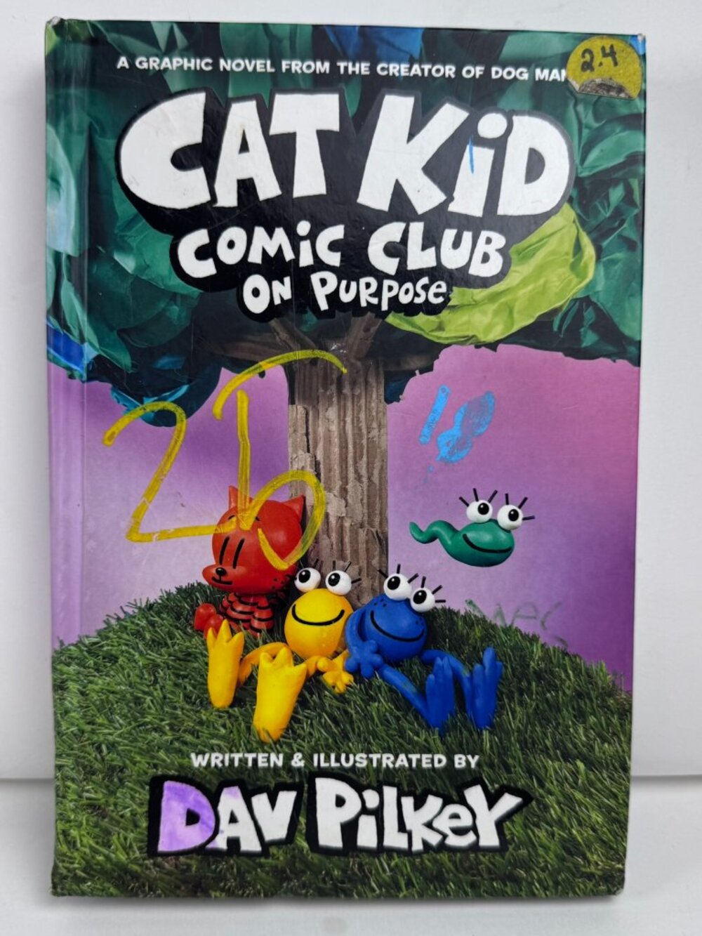 Cat Kid Comic Club On Purpose Dav Pilkey Hardcover Graphic Novel Damaged Spine